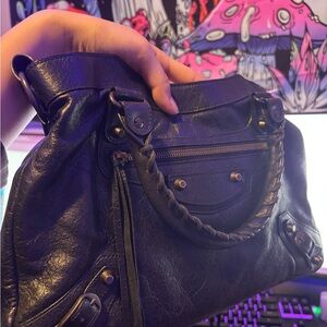 Balenciaga Black Leather Shoulder Bag